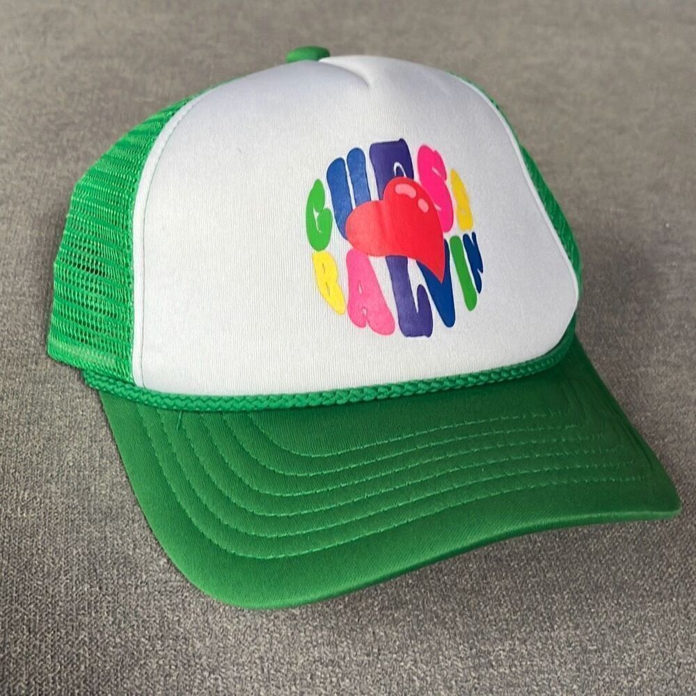 Guess Originals x J Balvin Collection Trucker Hat Green White Roped Womens Sizin